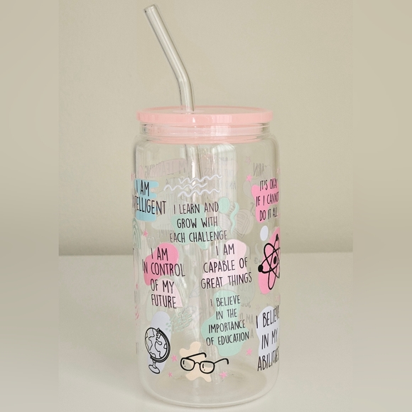 Student Daily Affirmations 16oz Clear Beer Can Glass Cup - Picture 2 of 5